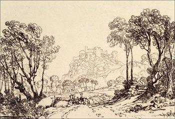 Galeria Plakatu, Plakat, The Castle above the Meadows (Liber Studiorum, part II, plate 8), William Turner, 29,7x21 cm - Galeria Plakatu
