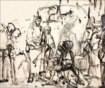 Galeria Plakatu, Plakat, The Meeting of Christ with Martha and Mary after the Death of Lazarus, Rembrandt, 29,7x21 cm - Galeria Plakatu