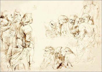 Galeria Plakatu, Plakat, Three Groups of Apostles in a Last Supper (recto) Three Sketches for Medea and Her Children, Rubens, 42x29,7 cm - Galeria Plakatu