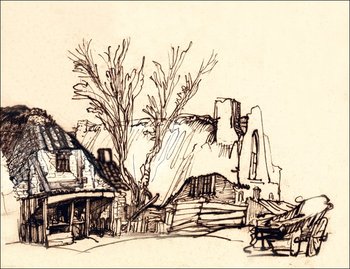 Galeria Plakatu, Plakat, Two Cottages, Rembrandt, 29,7x21 cm - Galeria Plakatu