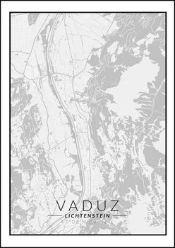 Galeria Plakatu, Plakat, Vaduz Mapa Czarno Biała, 21x29,7 cm - Galeria Plakatu