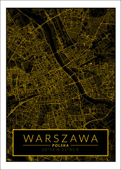 Galeria Plakatu, Plakat, Warszawa mapa złota, 70x100 cm - Galeria Plakatu