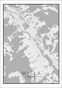 Galeria Plakatu, Plakat, Wisła mapa czarno biała, 59,4x84,1 cm - Galeria Plakatu