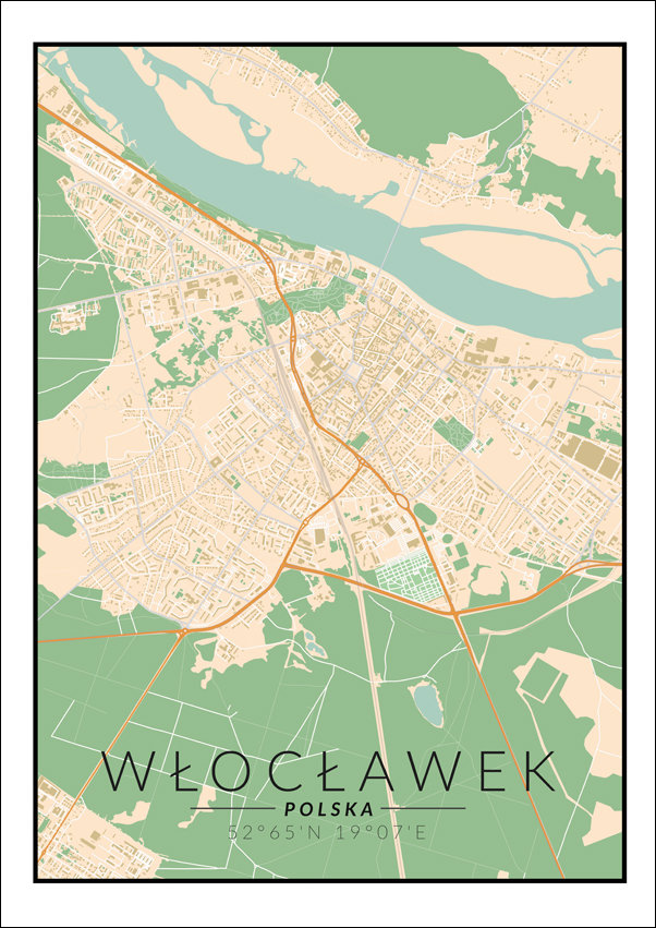 Galeria Plakatu, Plakat, Włocławek Mapa Kolorowa, 50x70 Cm - Galeria ...