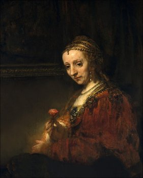 Galeria Plakatu, Plakat, Woman with a Pink, Rembrandt, 40x60 cm - Galeria Plakatu