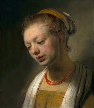 Galeria Plakatu, Plakat, Young Woman with a Red Necklace, Rembrandt, 21x29,7 cm - Galeria Plakatu