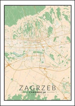 Galeria Plakatu, Plakat, Zagrzeb Mapa Kolorowa, 40x60 cm - Galeria Plakatu