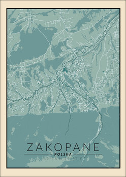 Galeria Plakatu, Plakat, Zakopane mapa vintage, 60x80 cm - Galeria Plakatu