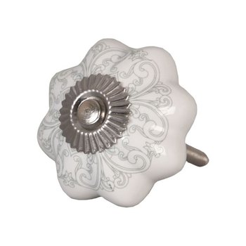 Gałka ceramiczna z ornamentem CLAYRE&EEF, biała, 4,5 cm