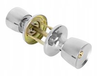 Gałka Obrotowa Drzwiowa z Zamkiem Chrom Kpl Gałek