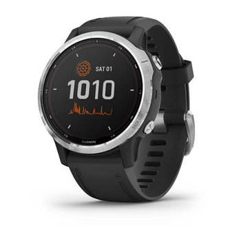 Garmin, Smartwatch, Fenix 6S Solar Silver z czarnym paskiem - Garmin