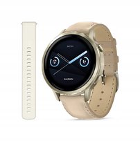 Garmin Venu 4 41 mm złoty z paskiem silikonowym oraz paskiem skórzanym