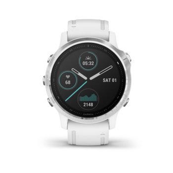Garmin, Zegarek sportowy, Fenix 6S biały z białym paskiem - Garmin