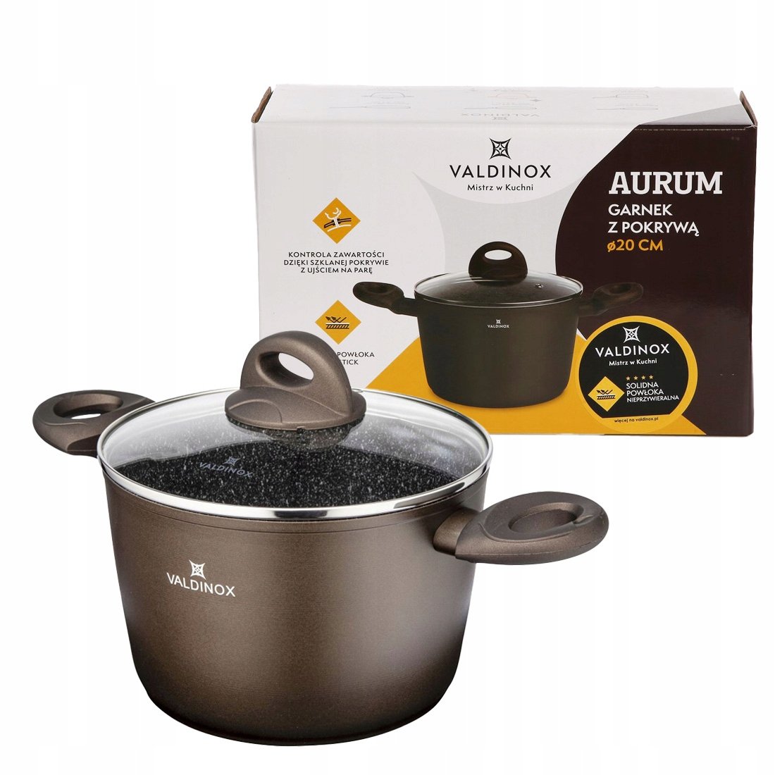 Garnek 3,2 l z pokrywką 20 cm Valdinox Aurum
