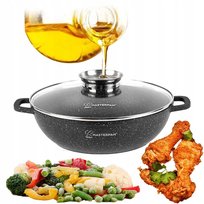 GARNEK ALUMINIUM NISKI ALA WOK 28CM 3,3L MARMUR MASTERPAN MP-2135