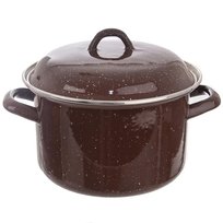 Garnek emaliowany BRĄZOWY 18 cm 2,5L pokrywa gaz indukcja
