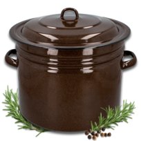 GARNEK EMALIOWANY DUŻY 20L DO BIGOSU POWIDLAK WYSOKI Z POKRYWĄ 32CM OLKUSZ