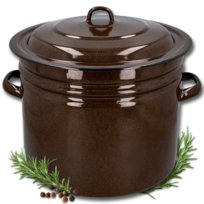 GARNEK EMALIOWANY DUŻY 40L DO BIGOSU POWIDLAK WYSOKI Z POKRYWĄ 40CM OLKUSZ