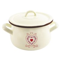 Garnek emaliowany SERCE 16 cm pokrywa gaz indukcja