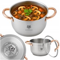 GARNEK INDUKCJA GAZ ze STALI NIERDZEWNEJ 5L 24cm Z POKRYWKĄ GARNKI ZŁOTY