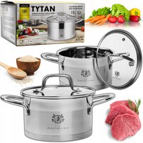 Garnek Mały Ze Stali Nierdzewnej 4,7L 18/10 Indukcja Gaz Garnki Tytan