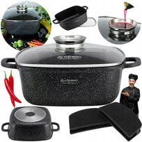 Garnek MARMURKOWY KWADRATOWY Garnek DO ZAPIEKANIA Brytfanna 20cm 2.8L+ŁAPKI