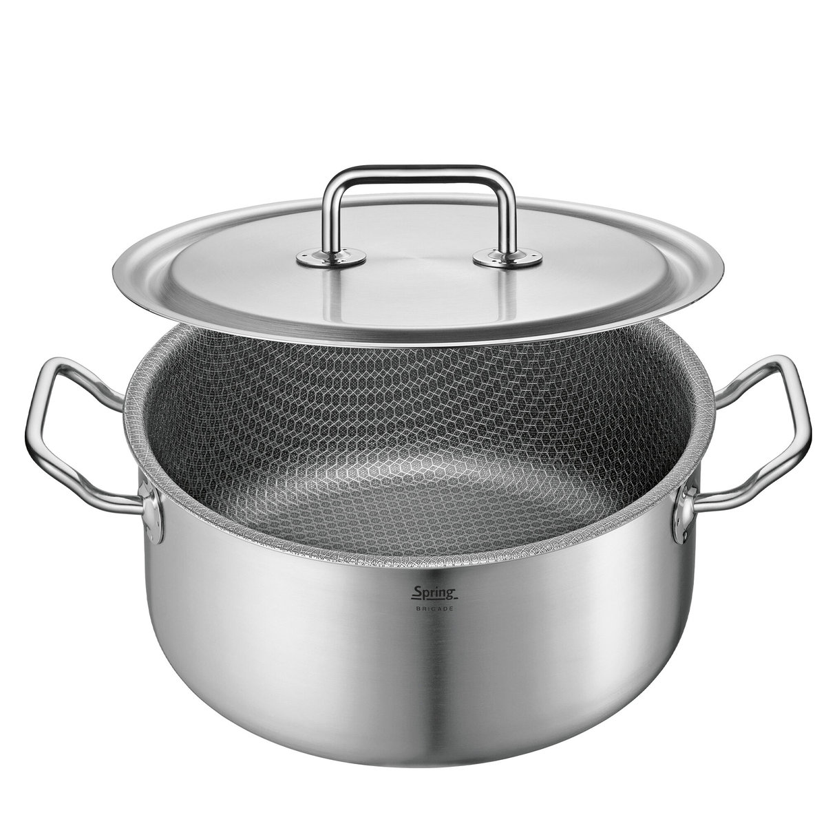 Garnek niski z powłoką nieprzywierającą Spring Cut Resist Pure, stal nierdzewna, śred. 24 cm, 4,7 l