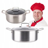 Garnek Stalowy 24 cm z Pokrywką - Na Gaz i Indukcję