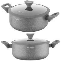 Garnek tradycyjny aluminiowy marmurkowy pierre 20cm 2,3l szary non-stick