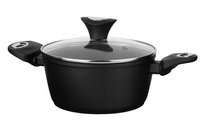 GARNEK TRADYCYJNY DO GOTOWANIA Z POKRYWKĄ GAZ INDUKCJA CZARNY 20cm 2,2L