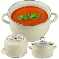 Garnek Tradycyjny Emaliowany 4L Biały Prosty Gaz Indukcja Kremowy Helena