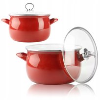 GARNEK TRADYCYJNY EMALIOWANY 5,5 L CZERWONY ZESTAW Z POKRYWĄ GAZ INDUKCJA