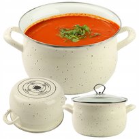 Garnek Tradycyjny Emaliowany 5,5L Biały Prosty Gaz Indukcja Kremowy Helena