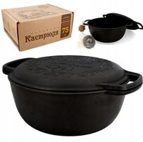 GARNEK ŻELIWNY Z POKRYWKĄ PATELNIA 2w1 MAYSTERNYA INDUKCJA GAZ DUŻY 5L