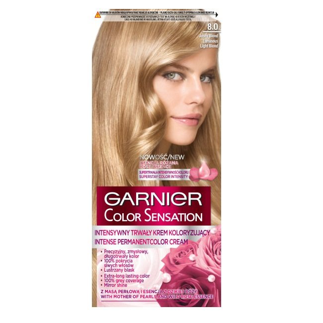 Empik Garnier, Color Sensation, Krem koloryzujący, 8.0 Świetlisty jasny blond