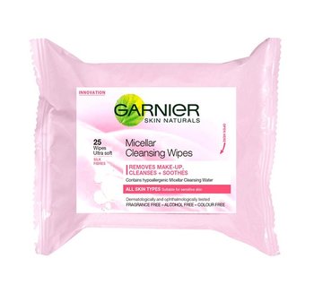 Garnier, Skin Naturals, chusteczki micelarne do demakijażu z włóknami jedwabiu, 25 szt. - Garnier
