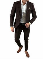 Garnitur męski dwuczęściowy komplet brązowy/czekoladowy DJG014 52