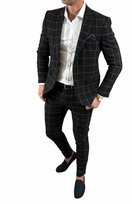 Garnitur męski dwuczęściowy komplet czarny w kratę  DJG03 50
