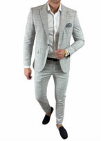 Garnitur męski dwuczęściowy komplet szary w kratę  DJG02 54