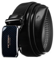 Garniturowy elegancki pasek męski do spodni PETERSON czarny 105 z automatyczną klamrą skóra naturalna casualowy