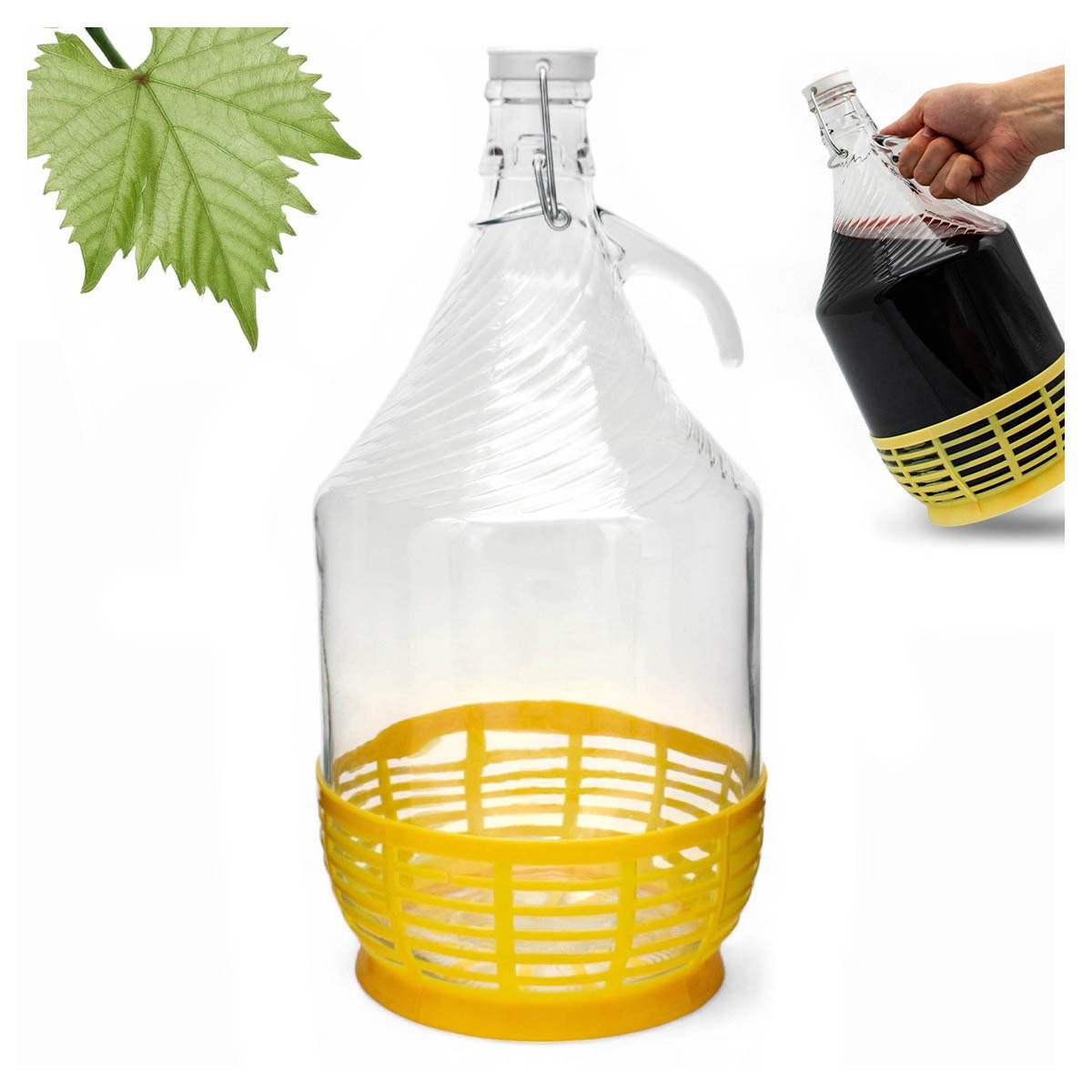 Balon DAMA z KLIPSEM Butla na Wino w Koszyku 5L