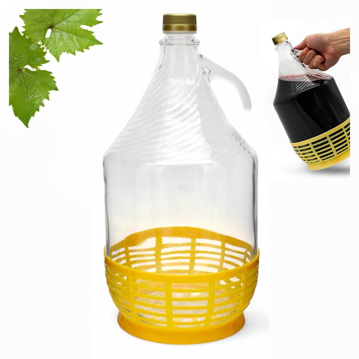 Balon DAMA z ZAKRĘTKĄ Butla na Wino w Koszyku 5L