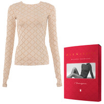 Gatta Bluzka damska Seamless Monogram - projektu MACIEJA ZIENIA, z kolekcji POEM, długi rękaw, geometryczny wzór, miękka, elastyczna, z wycięciami na kciuki S Poudre