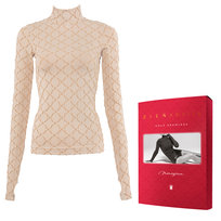 Gatta Golf damski Seamless Monogram - projekt MACIEJ ZIEŃ, z kolekcji POEM, geometryczny wzór, miękki, dopasowuje się do sylwetki, elastyczny, o wydłużonym kroju, z wycięciami na kciuki, S Poudre