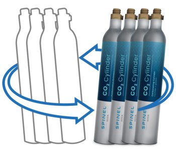 Gaz CO2 do naboju niebieskiego Twist Connect dla saturatorów, 4 sztuki - Spinel
