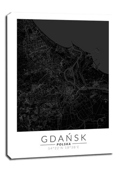 Gdańsk mapa czarna - obraz na płótnie 61x91,5 cm - Galeria Plakatu