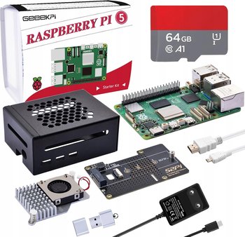 GeeekPi Raspberry Pi 5 8GB zestaw startowy z N04 M.2 NVMe SSD PCIe 64GB - Raspberry Pi