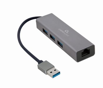 Gembird, Adapter USB-AM to LAN GbE Hub 3xUSB 3.0 - Gembird