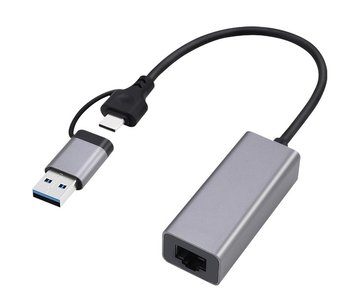 GEMBIRD, ADAPTER USB TYP 3.1 + USB-C -> LAN RJ45 GIGABIT 15CM - Gembird