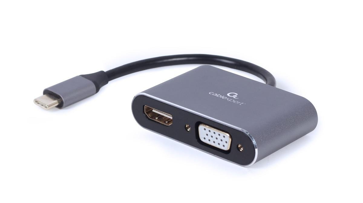 Zdjęcia - Kabel Gembird , Adapter USB TYPU C na HDMI + VGA na kablu, szary 